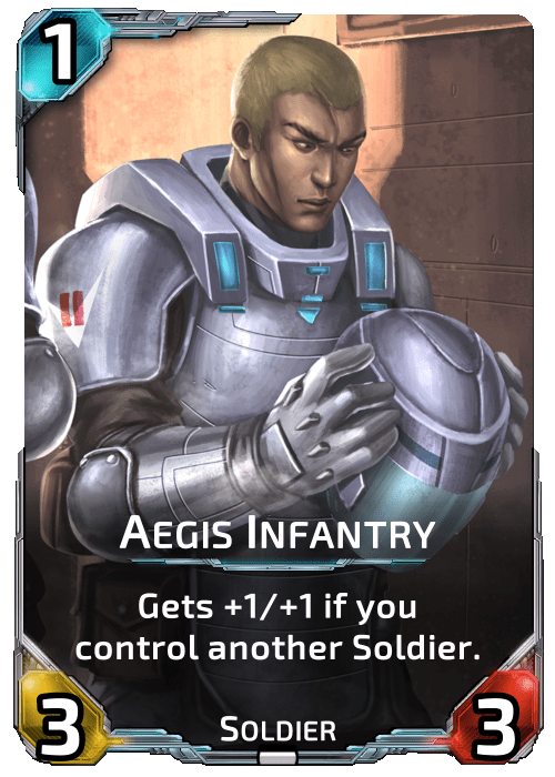 Aegis Infantry Nova Blitz - Aegis Infantry - Gets +1/+1 if you control another Solider.