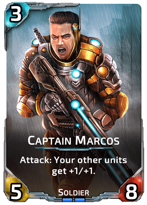 Captain Marcos Nova Blitz - Captain Marcos - Attack: Your other units get +1/+1.
