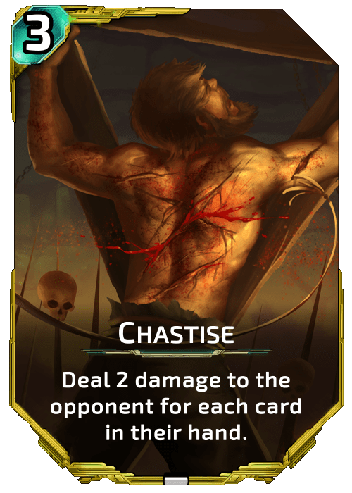 Nova Blitz - Chastise - Deal 2 damage to the opponent for each card in their hand. 