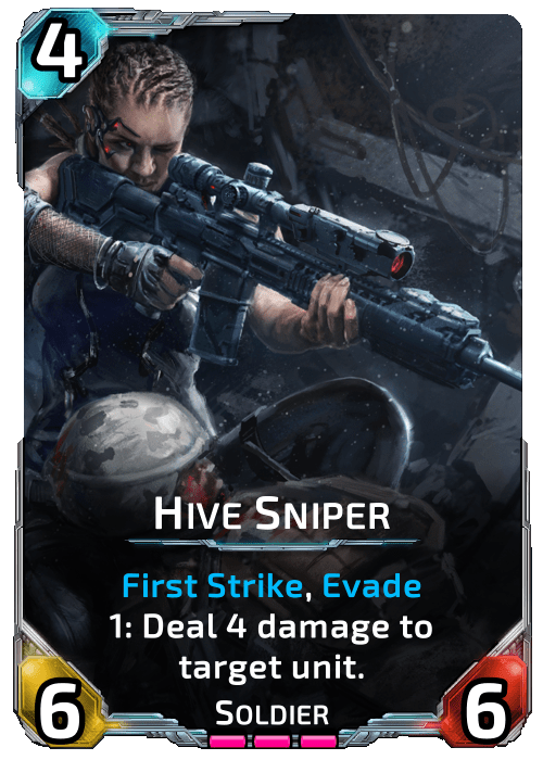Hive Sniper Nova Blitz - Hive Sniper - 1: Deal 4 damage to target unit.
